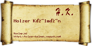 Holzer Kálmán névjegykártya